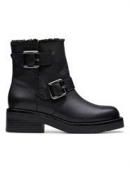 Clarks Skórzane botki "Rebelle" w kolorze czarnym rozmiar: 41. Czarne botki Clarks, bez wzorów, bez obcasa, bez zapięcia. Za 396.24 zł.