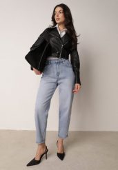 Niebieskie Bawełniane Jeansy Klasyczne o Kroju Mom Fit Qinvielle. Niebieskie jeansy Born2be, do pracy, plus size, bez wzorów, z bawełny, plus size. Za 109.99 zł.