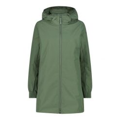 Kurtka przeciwdeszczowa z odpinanym kapturem damska CMP. Zielone kurtki sportowe CMP, bez wzorów, trekkingowe. Za 591.55 zł.