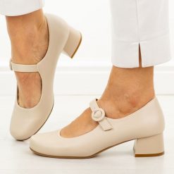 Cieliste półbuty damskie Sergio Leone Pb416. Czółenka Sergio Leone, bez wzorów, z materiału, z okrągłym noskiem, bez obcasa, na obcasie, bez zapięcia. Za 179.00 zł.