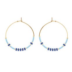 Kolczyki koła z niebieskimi japońskimi koralikami Miyuki. Niebieskie kolczyki Lilou, z turkusem, ze stali. Za 149.00 zł.