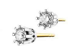 Kolczyki z żółtego i białego złota z brylantami - 0,32 ct - próba 585. Białe kolczyki Apart, z brylantem, złote. Za 5,590.00 zł.
