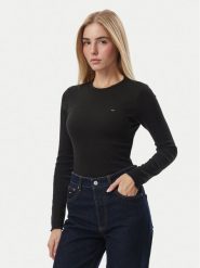 Tommy Jeans Bluzka DW0DW23524 Czarny Slim Fit. Czarne bluzki Tommy Jeans, xl, bez wzorów, z bawełny, bez kołnierzyka, bez ramiączek. Za 189.99 zł.