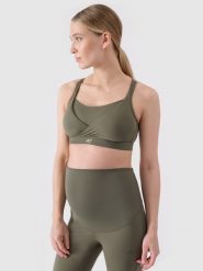 4F Biustonosz ciążowy treningowy ułatwiający karmienie damski - khaki L. Brązowe bielizna sportowa 4f, l, bez wzorów, z dzianiny. W wyprzedaży za 69.99 zł.