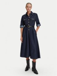 Liu Jo Sukienka jeansowa UF5148 D0268 Granatowy Regular Fit. Niebieskie sukienki Liu Jo, bez wzorów, z bawełny, bez kołnierzyka, bez ramiączek. Za 1,129.00 zł.