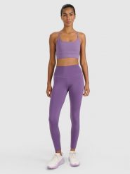 4F Legginsy treningowe szybkoschnące damskie - fioletowe M. Czerwone legginsy 4f, m, bez wzorów, z dzianiny, z podwyższonym stanem. Za 119.99 zł.