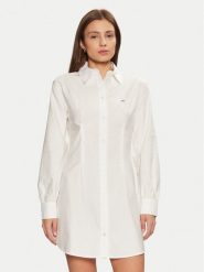Tommy Jeans Sukienka koszulowa DW0DW20471 Biały Regular Fit. Białe sukienki Tommy Jeans, s, bez wzorów, z bawełny, bez kołnierzyka, bez ramiączek, koszulowe. Za 269.99 zł.