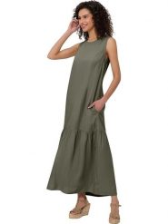 Heine Sukienka w kolorze khaki rozmiar: 44. Brązowe sukienki Heine, na co dzień, bez wzorów, bez kołnierzyka, bez ramiączek, maxi, proste. Za 121.80 zł.