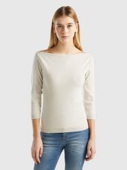 Benetton Sweter w kolorze beżowym rozmiar: XL. Brązowe swetry Benetton, xl, bez wzorów, z bawełny, bez ramiączek. Za 105.63 zł.
