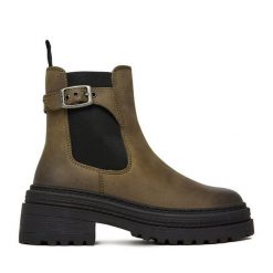 Sztyblety G-Star. Zielone botki G-Star, bez wzorów, bez obcasa, na płaskiej podeszwie, bez zapięcia. Za 429.99 zł.