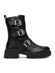 DeeZee Botki HX22030-96 Czarny. Czarne botki DeeZee, bez wzorów, z materiału, bez obcasa, na płaskiej podeszwie, bez zapięcia. Za 219.99 zł.