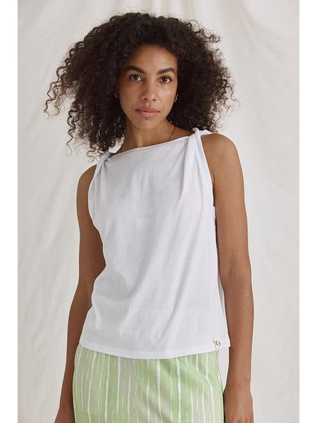 Cotton Candy Top "Nabila" w kolorze białym rozmiar: S. Białe topy Cotton Candy, s, bez wzorów, bez kołnierzyka, bez ramiączek. Za 83.62 zł.