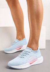 Niebieskie Wsuwane Buty Sportowe z Siateczki z Ozdobną Wstawką na Podeszwie Winnstona. Niebieskie obuwie sportowe Born2be, z materiału, bez zapięcia. Za 89.99 zł.