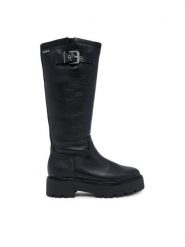 KARL LAGERFELD Kozaki Burly Biker KL43490W Czarny. Czarne kozaki KARL LAGERFELD, ze skóry, bez obcasa, na płaskiej podeszwie, bez zapięcia. Za 1,549.00 zł.