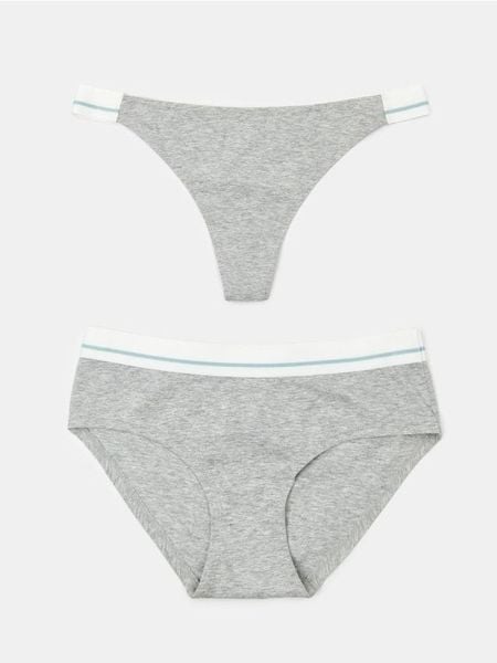 Majtki stringi i hipster 2 pack - szary. Szare stringi Sinsay, bez wzorów. Za 19.99 zł.