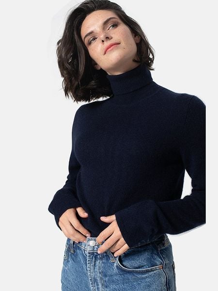 AUTHENTIC CASHMERE Kaszmirowy golf "Bise" w kolorze granatowym rozmiar: XXL. Niebieskie golfy AUTHENTIC CASHMERE, xxl, bez wzorów, z kaszmiru, bez ramiączek. Za 340.99 zł.