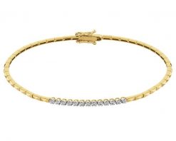Bransoletka z żółtego złota z brylantami - 18 cm - 0,08 ct - próba 585. Żółte bransoletki Apart, z brylantem, złote. Za 5,790.00 zł.