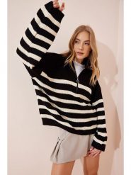 Happiness Istanbul Sweter w kolorze czarnym rozmiar: onesize. Czarne swetry Happiness Istanbul, bez wzorów, bez ramiączek. Za 92.45 zł.