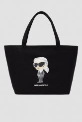 KARL LAGERFELD Czarna shopperka damska Ikon Aquarelle. Czarne shopper KARL LAGERFELD, bez wzorów, z materiału, bez dodatków. W wyprzedaży za 279.99 zł.