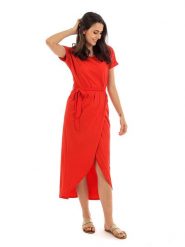 Fille de Coton Sukienka "Lydia" w kolorze czerwonym rozmiar: 40/42. Czerwone sukienki Fille de Coton, bez wzorów, z bawełny, klasyczne, bez kołnierzyka, bez ramiączek, maxi. Za 143.99 zł.