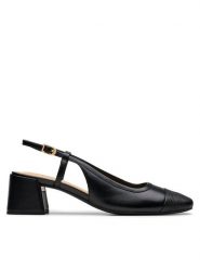 Clarks Sandały Nyta45 Sling 26181320 Czarny. Czarne sandały Clarks, bez wzorów, ze skóry, bez obcasa, na słupku, bez zapięcia. Za 459.99 zł.