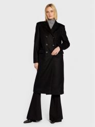 Trussardi Płaszcz wełniany 56S00807 Czarny Regular Fit. Czarne płaszcze TRUSSARDI, na zimę, s, bez wzorów, z wełny, bez kaptura. Za 2,839.00 zł.