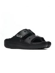 Crocs Klapki "Classic Cozzzy" w kolorze czarnym rozmiar: 41/42. Czarne klapki Crocs, bez wzorów, z materiału, z otwartym noskiem, bez obcasa. Za 156.45 zł.