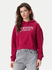 Tommy Jeans Bluza Script DW0DW20306 Różowy Relaxed Fit. Czerwone bluzy Tommy Jeans, s, bez wzorów, z bawełny, bez kaptura. Za 219.99 zł.