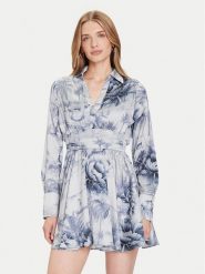 Guess Sukienka koktajlowa W5YK00 WF1T2 Niebieski Regular Fit. Niebieskie sukienki Guess, xl, z aplikacjami, z syntetyku, wizytowe, bez kołnierzyka, bez ramiączek. Za 569.99 zł.