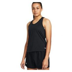 Tank top do biegania damski Under Armour Launch Singlet. Czarne topy Under Armour, m, bez wzorów, bez kołnierzyka, bez ramiączek. Za 99.99 zł.