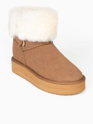 Gooce Skórzane botki zimowe "Whitney" w kolorze jasnobrązowym rozmiar: 39. Brązowe botki Gooce, na zimę, bez wzorów, ze skóry, bez obcasa, na platformie, bez zapięcia. Za 289.45 zł.