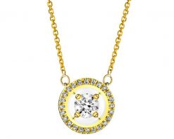 Naszyjnik z żółtego złota z diamentami - koło - 0,15 ct - próba 585. Żółte naszyjniki Apart, z diamentem, złote. Za 3,390.00 zł.