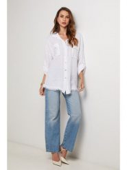 Lin Passion Lniana koszula w kolorze białym rozmiar: 34/36. Białe koszule Lin Passion, bez wzorów, ze lnu, klasyczne, bez kołnierzyka, bez ramiączek. Za 173.99 zł.