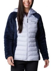 Columbia Kurtka hybrydowa "Powder Lite II" w kolorze błękitno-granatowym rozmiar: S. Niebieskie kurtki sportowe Columbia, s, bez wzorów, bez kaptura, outdoorowe. Za 210.45 zł.