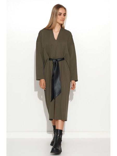 Makadamia Sukienka w kolorze khaki rozmiar: 40/42. Brązowe sukienki Makadamia, na co dzień, z aplikacjami, ze skóry, bez kołnierzyka, bez ramiączek, maxi, proste. Za 166.95 zł.