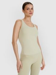 4F Top do jogi i pilatesu slim szybkoschnący damski - zielony XL. Zielone koszulki sportowe 4f, bez wzorów, z dzianiny, bez ramiączek, na fitness i siłownię. W wyprzedaży za 79.99 zł.