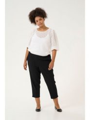 KAFFE curve Spodnie w kolorze czarnym rozmiar: 50. Czarne spodnie materiałowe KAFFE curve, bez wzorów, z materiału, z podwyższonym stanem. Za 113.99 zł.