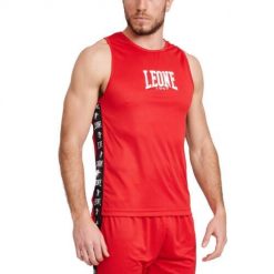 Tank top Leone Ambassador. Czerwone koszulki sportowe LEONE 1947, bez wzorów, bez ramiączek, na fitness i siłownię. W wyprzedaży za 93.45 zł.