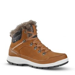 Buty turystyczne damskie, Quechua SH500 X-Warm mid, wodoodoporne. Brązowe trekkingi QUECHUA, z kauczuku, przed kolano, trekkingowe. Za 279.99 zł.