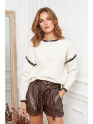 Joséfine Sweter "Brami" w kolorze kremowym rozmiar: M. Brązowe swetry Joséfine, m, bez wzorów, bez ramiączek. Za 161.73 zł.