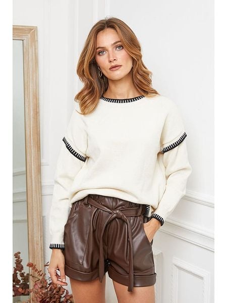 Joséfine Sweter "Brami" w kolorze kremowym rozmiar: M. Brązowe swetry Joséfine, m, bez wzorów, bez ramiączek. Za 174.02 zł.