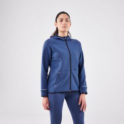 Bluza do biegania damska Kiprun Run 500 Warm ocieplana. Niebieskie bluzy KIPRUN, l, bez wzorów, z elastanu, bez kaptura. Za 159.99 zł.