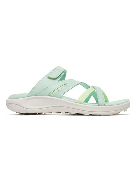 Merrell Skórzane klapki "District 4" w kolorze zielonym rozmiar: 39. Zielone klapki Merrell, bez wzorów, z otwartym noskiem, bez obcasa. Za 219.95 zł.