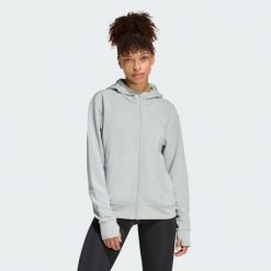 Bluza z kapturem Designed 4 Training Full-Zip. Zielone bluzy sportowe Adidas, bez wzorów, z materiału, z kapturem. Za 299.00 zł.