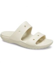 Crocs Klapki "Classic" w kolorze kremowym rozmiar: 48/49. Brązowe klapki Crocs, bez wzorów, z otwartym noskiem, bez obcasa. Za 81.45 zł.