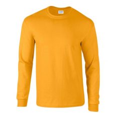 Ultra Bawełniana Koszulka Z Długim Rękawem Unisex Dla Dorosłych. Żółte bluzki GILDAN, m, bez wzorów, z bawełny, sportowe, bez kołnierzyka, bez ramiączek. Za 60.99 zł.