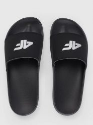 4F Klapki w kolorze czarnym rozmiar: 38. Czarne klapki 4f, bez wzorów, z otwartym noskiem, bez obcasa. Za 61.31 zł.