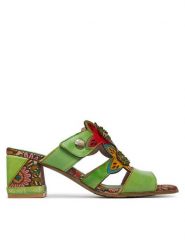 Laura Vita Klapki Jacqueso 09 Zielony. Zielone klapki Laura Vita, bez wzorów, ze skóry, bez obcasa. Za 389.99 zł.