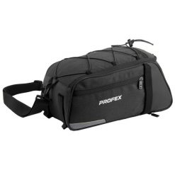 Torba rowerowa na bagażnik Profex Black Lux 10 L. Czarne torby na ramię PROFEX, bez wzorów, z poliesteru, na ramię, bez dodatków. Za 99.99 zł.