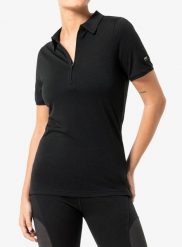 Koszulka polo damska Super.natural Zip Polo. Czarne koszulki polo super.natural, m, bez wzorów, z dzianiny, bez kołnierzyka, bez ramiączek. Za 302.49 zł.